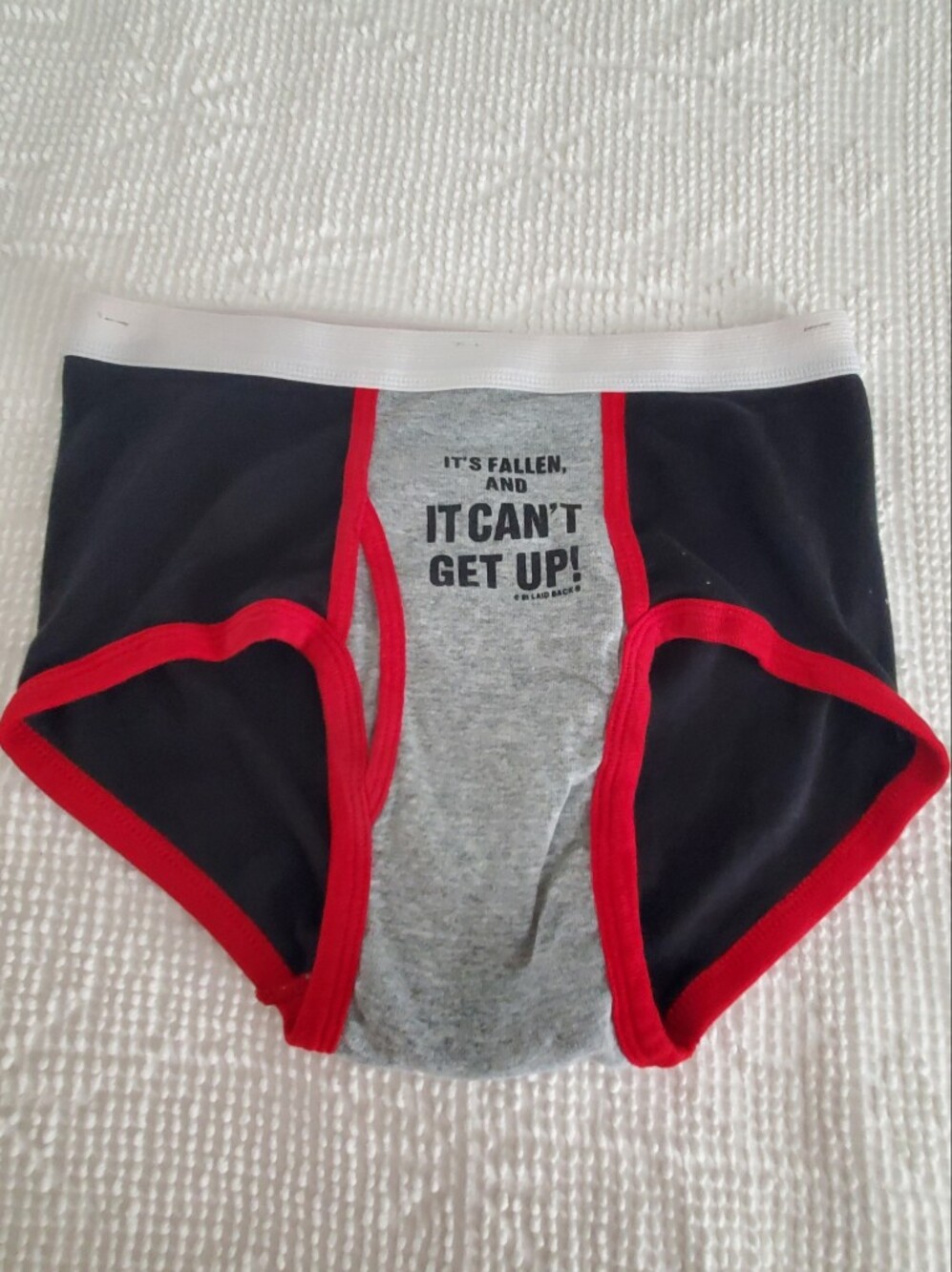 Men's Gray & Black Briefs with Red Trim - Graphic Front